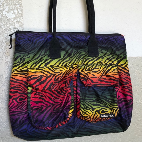 Yak Pak Rainbow Tiger Print Shoulder Bag Zipper Closure - Picture 1 of 6